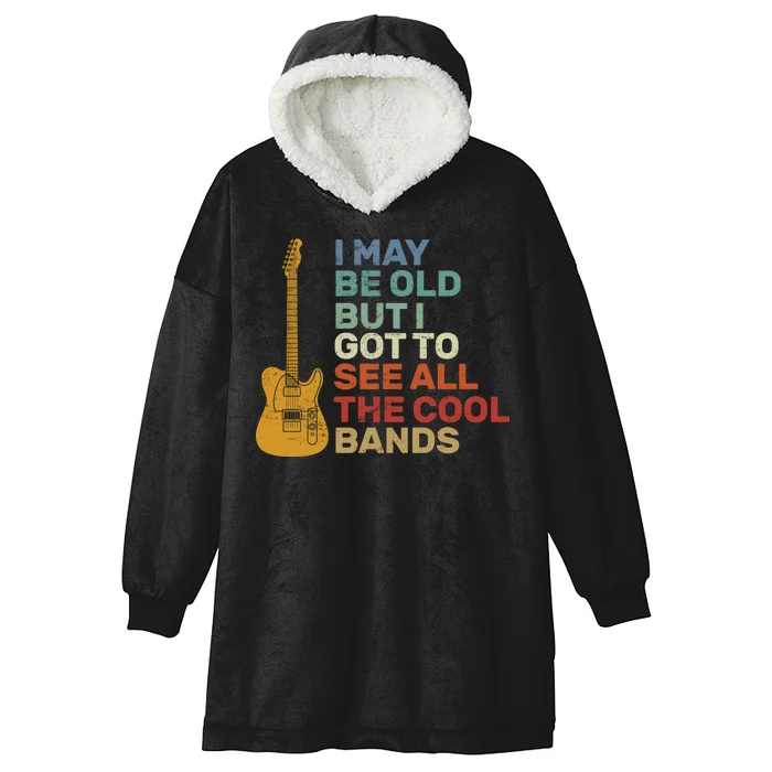 Old Guitarist The Cool Bands Hooded Wearable Blanket