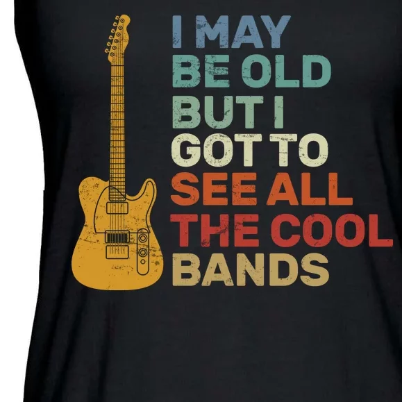 Old Guitarist The Cool Bands Ladies Essential Flowy Tank