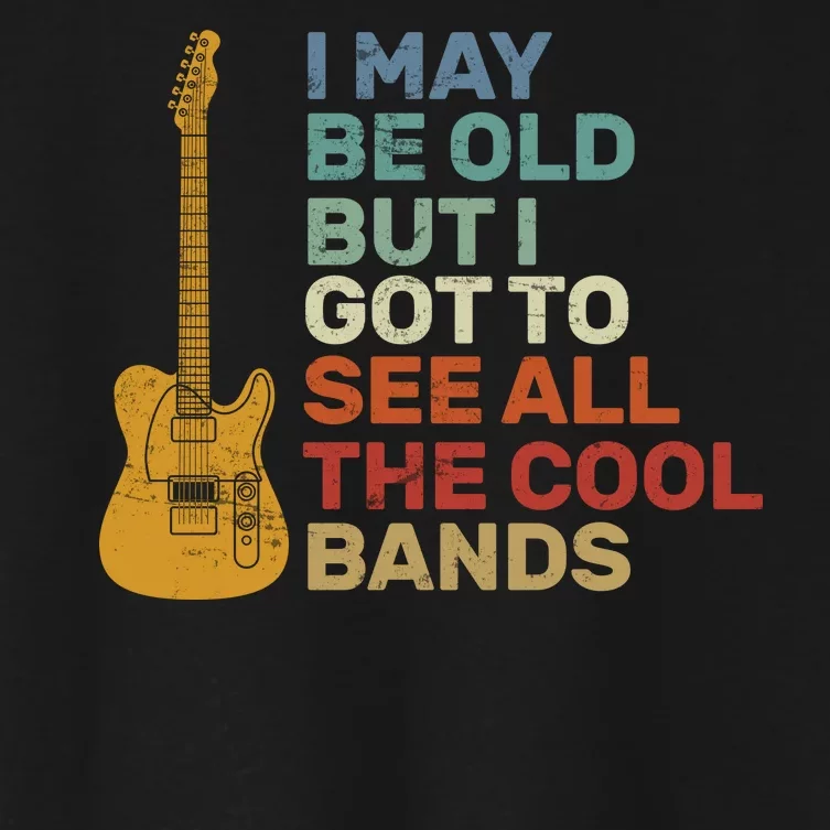 Old Guitarist The Cool Bands Women's Crop Top Tee