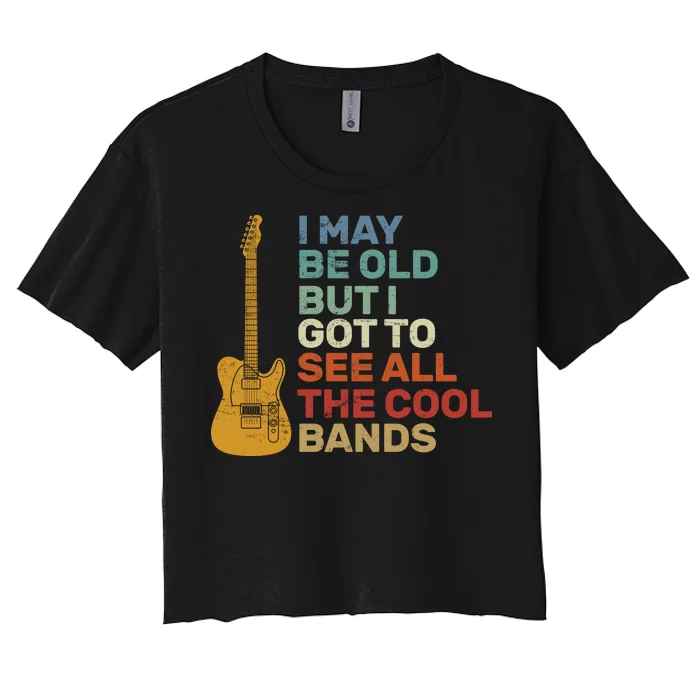 Old Guitarist The Cool Bands Women's Crop Top Tee