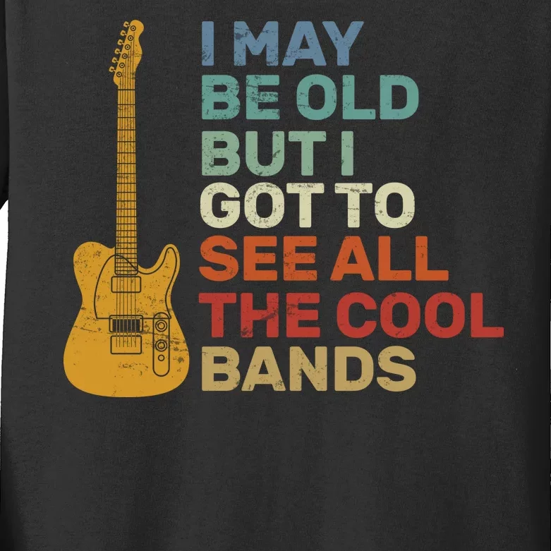 Old Guitarist The Cool Bands Kids Long Sleeve Shirt