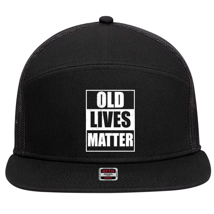 Old Lives Matter Distressed Logo 7 Panel Mesh Trucker Snapback Hat