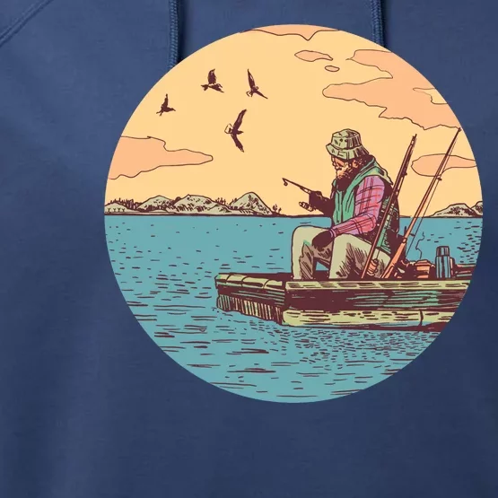 Old Man Fishing Performance Fleece Hoodie