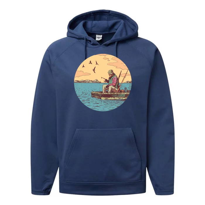 Old Man Fishing Performance Fleece Hoodie