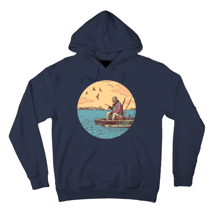 Old Man Fishing Tall Hoodie