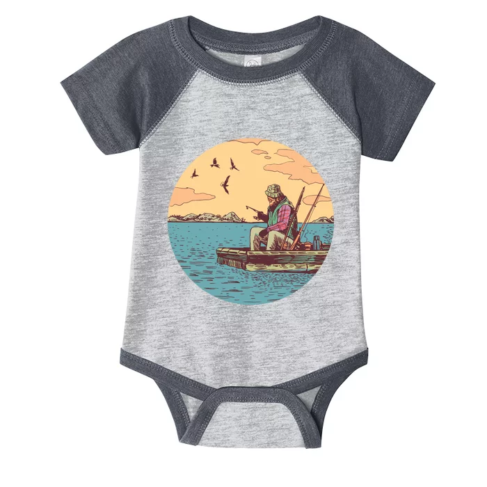 Old Man Fishing Infant Baby Jersey Bodysuit