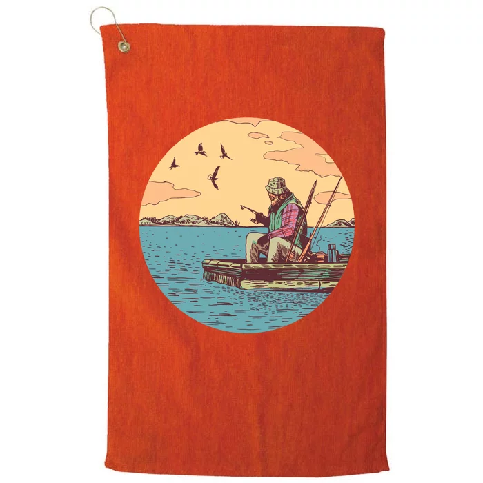 Old Man Fishing Platinum Collection Golf Towel