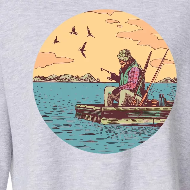 Old Man Fishing Cropped Pullover Crew