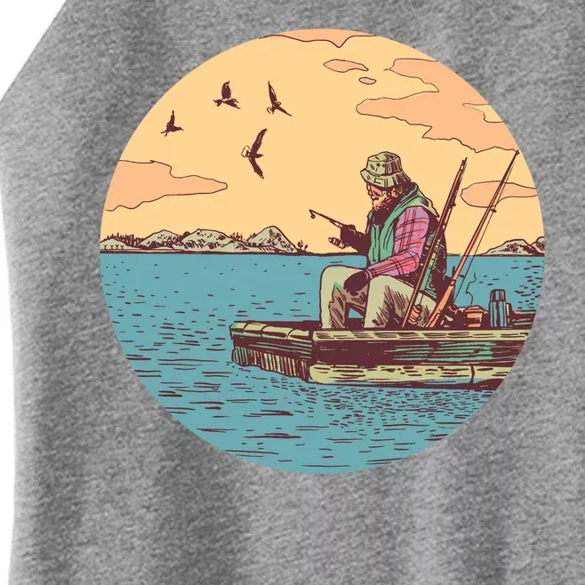 Old Man Fishing Women’s Perfect Tri Rocker Tank