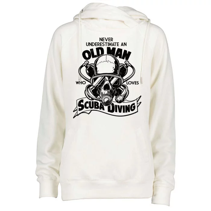 Old Man Who Loves Scuba Diving Womens Funnel Neck Pullover Hood