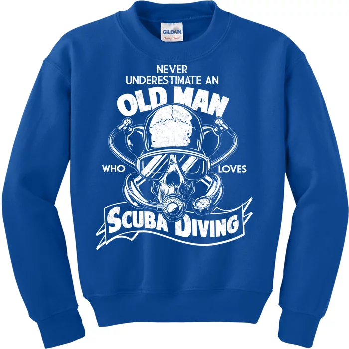 Old Man Who Loves Scuba Diving Kids Sweatshirt