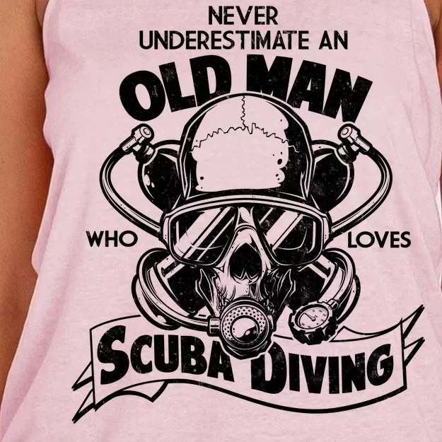 Old Man Who Loves Scuba Diving Women's Knotted Racerback Tank