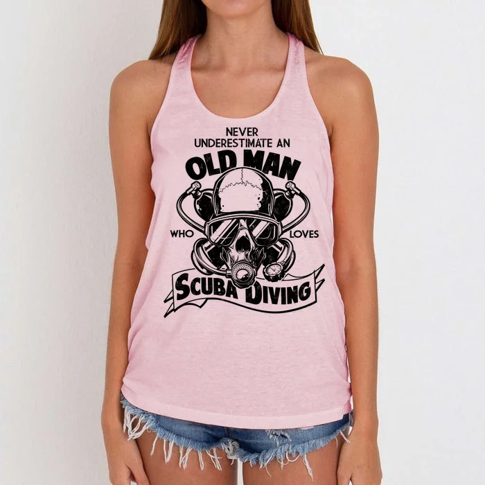 Old Man Who Loves Scuba Diving Women's Knotted Racerback Tank