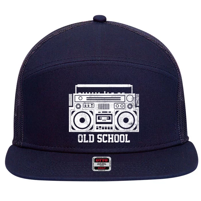 Old School Boombox 7 Panel Mesh Trucker Snapback Hat