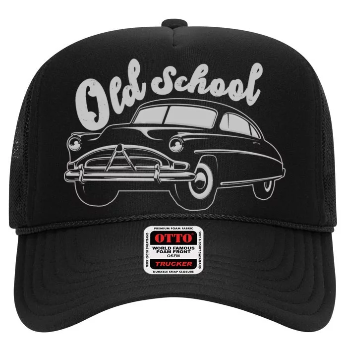 Old School Classic Car High Crown Mesh Trucker Hat