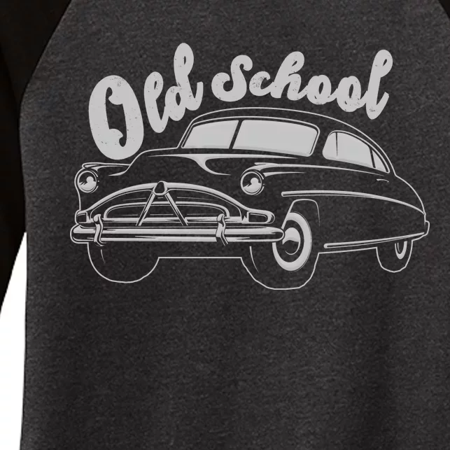 Old School Classic Car Women's Tri-Blend 3/4-Sleeve Raglan Shirt