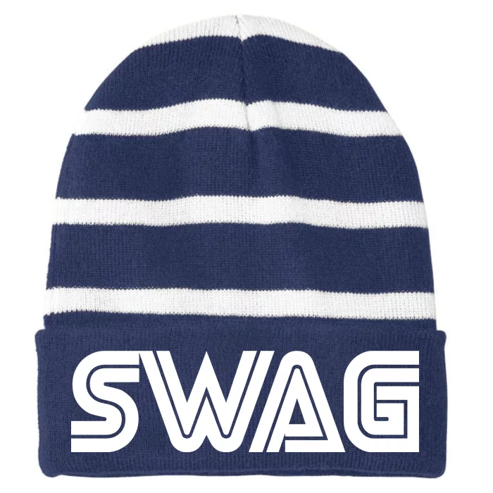 Old School Swag Logo Striped Beanie with Solid Band