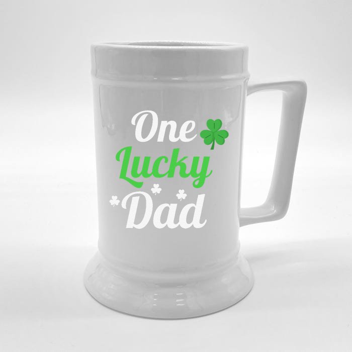 One Lucky Dad St Patrick Saint Patrick's Day Irish Shamrock Front & Back Beer Stein