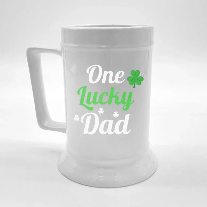 One Lucky Dad St Patrick Saint Patrick's Day Irish Shamrock Front & Back Beer Stein