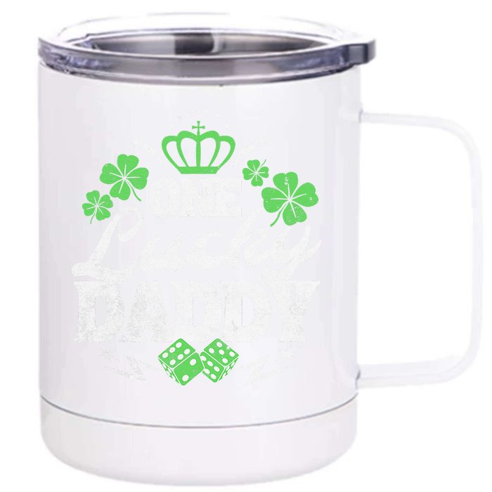 One Lucky Daddy St Patricks Day Gift Vintage 70s Dice Front & Back 12oz Stainless Steel Tumbler Cup