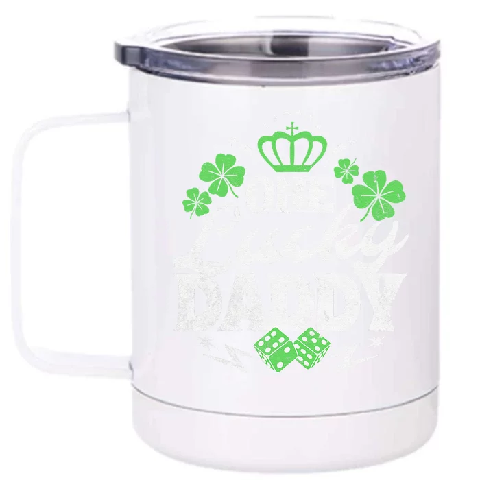 One Lucky Daddy St Patricks Day Gift Vintage 70s Dice Front & Back 12oz Stainless Steel Tumbler Cup