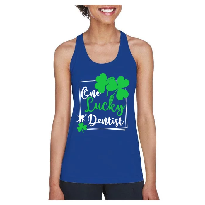 One Lucky Dentist Gift Funny St Patrick's Day Dentist Gift Cute Gift Women's Racerback Tank