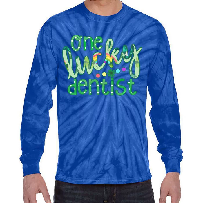 One Lucky Dentist Irish Lucky Dental Squad St Patrick's Day Cute Gift Tie-Dye Long Sleeve Shirt