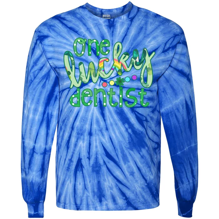 One Lucky Dentist Irish Lucky Dental Squad St Patrick's Day Cute Gift Tie-Dye Long Sleeve Shirt