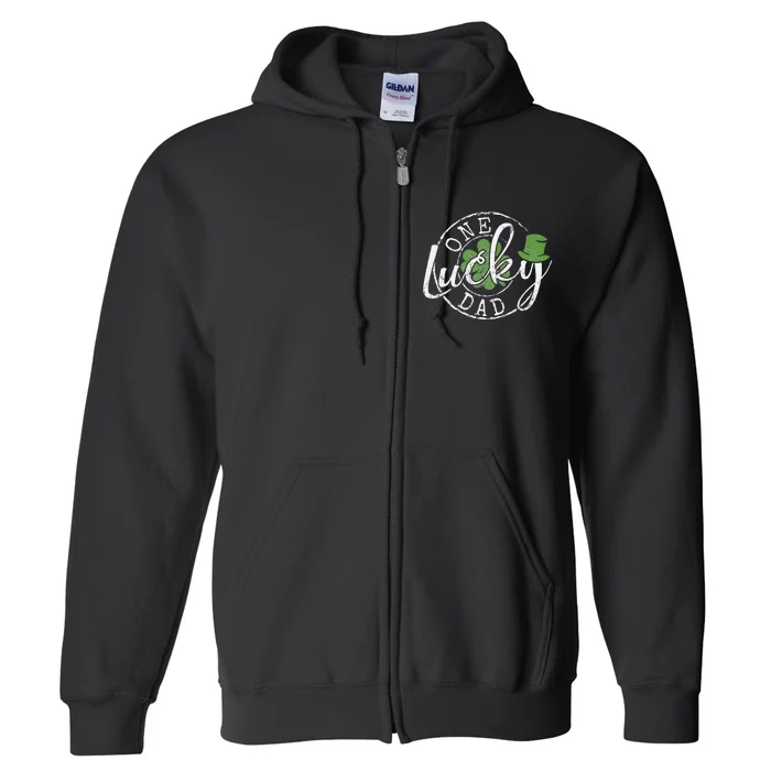 One Lucky Dad Irish Clovers St Patrick's Day Full Zip Hoodie