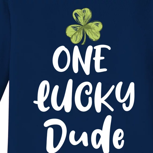 One Lucky Dude Gift St Patricks Day Shamrock Gift Dude Great Gift Baby Long Sleeve Bodysuit