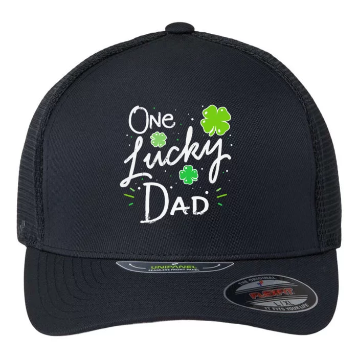 One Lucky Dad Matching St Patricks Day Funny Daddy Flexfit Unipanel Trucker Cap