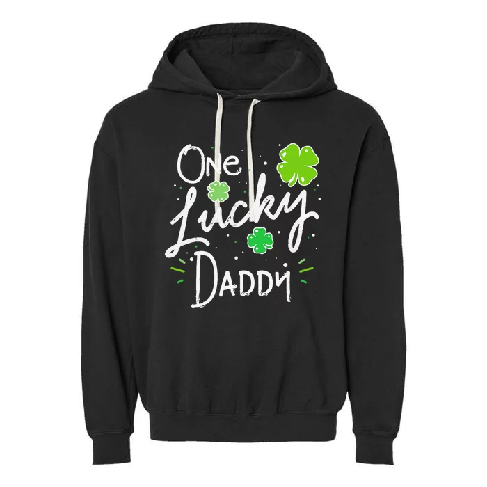 One Lucky Dad Matching St Patricks Day New Daddy Garment-Dyed Fleece Hoodie