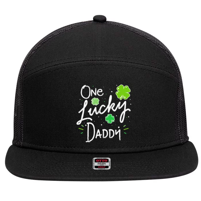 One Lucky Dad Matching St Patricks Day New Daddy 7 Panel Mesh Trucker Snapback Hat