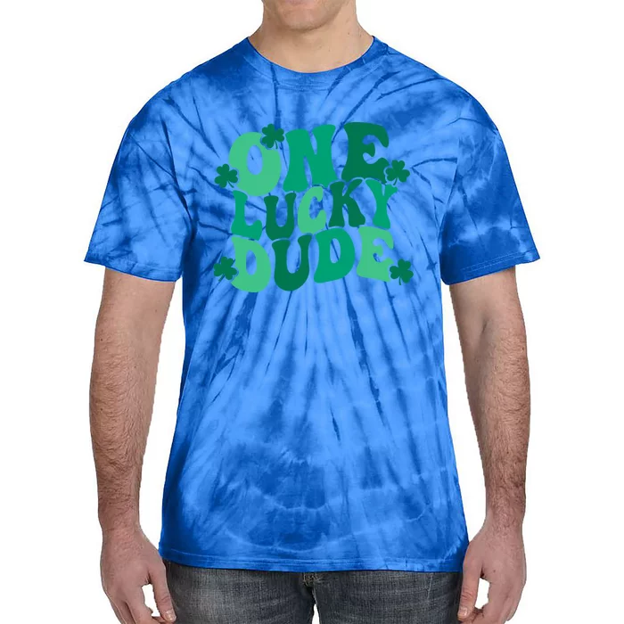 One Lucky Dude Gift St Patricks Day Gift Daddy Gift Tie-Dye T-Shirt