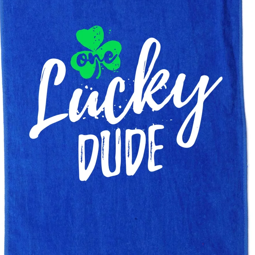 One Lucky Dude St Patrick's Day Shamrock Pajama Distressed Cute Gift Platinum Collection Golf Towel