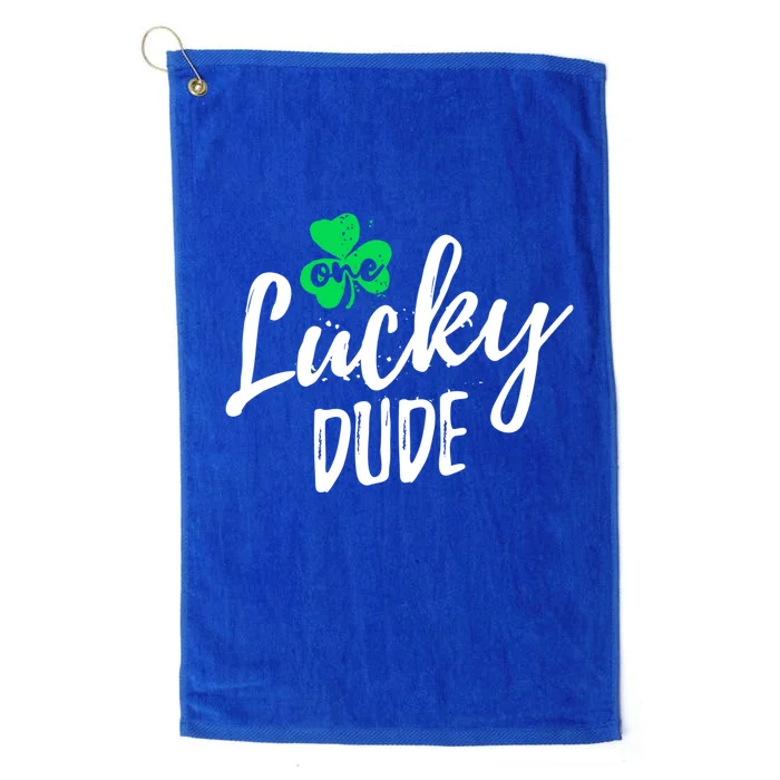 One Lucky Dude St Patrick's Day Shamrock Pajama Distressed Cute Gift Platinum Collection Golf Towel