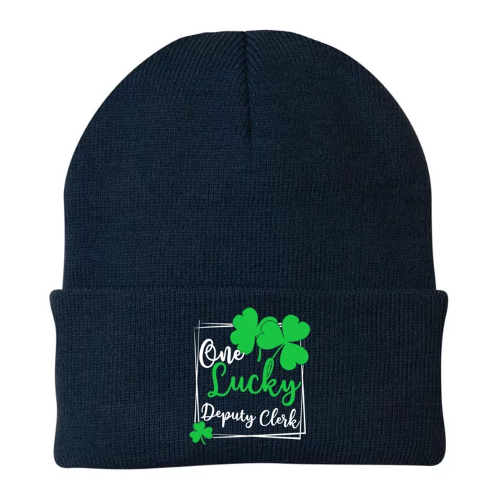 One Lucky Deputy Clerk St Patrick's Day Deputy Clerk Gift Knit Cap Winter Beanie