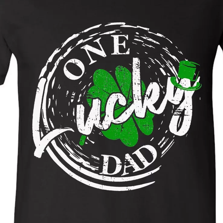 one lucky Dad Leaf Party Saint Shenanigan Clover Irishman V-Neck T-Shirt