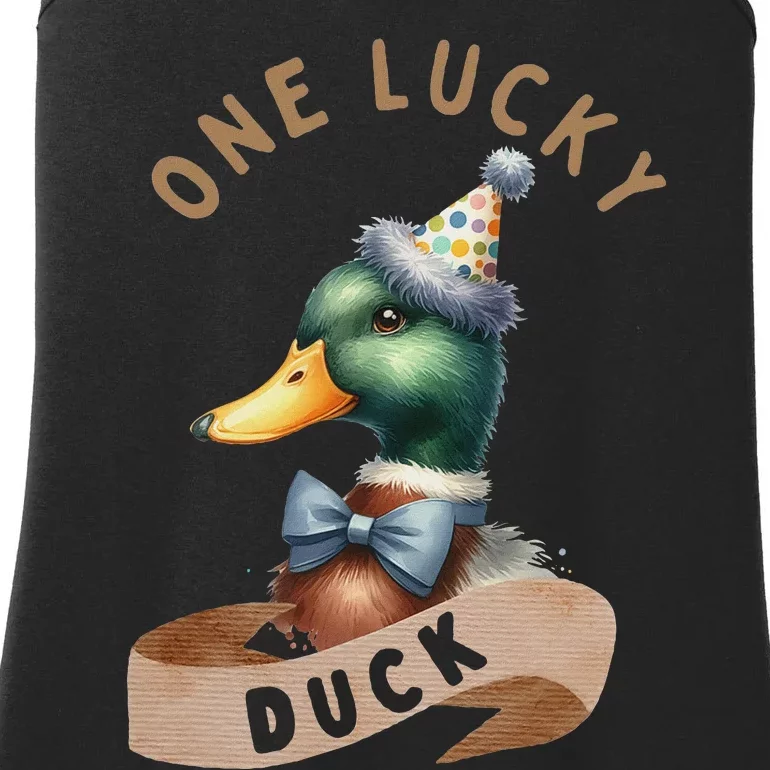 One Lucky Duck 1st Birthday Celebration Ladies Essential Tank