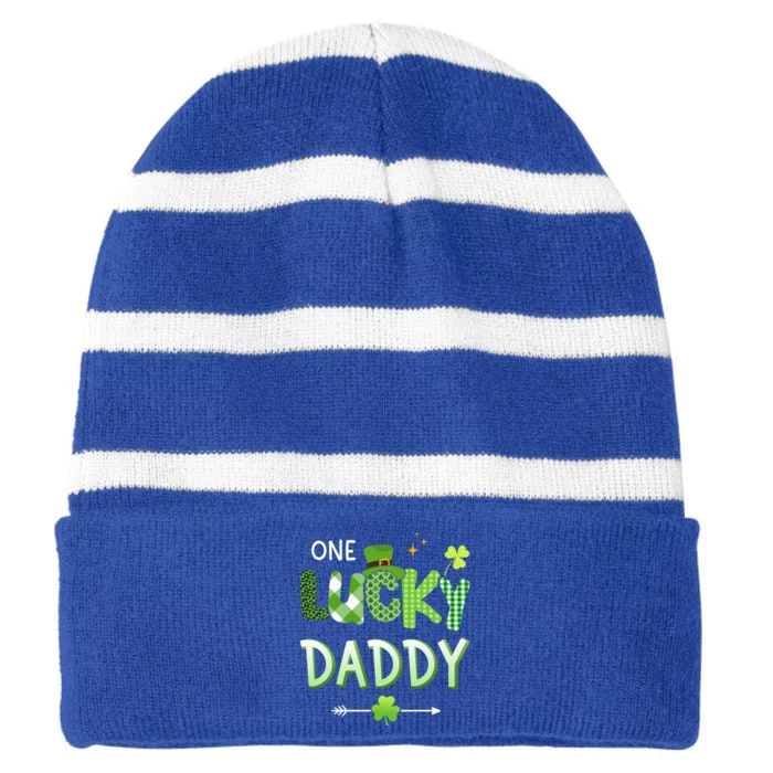 One Lucky Daddy For St Patricks Day Family Dad Gift Striped Beanie with Solid Band