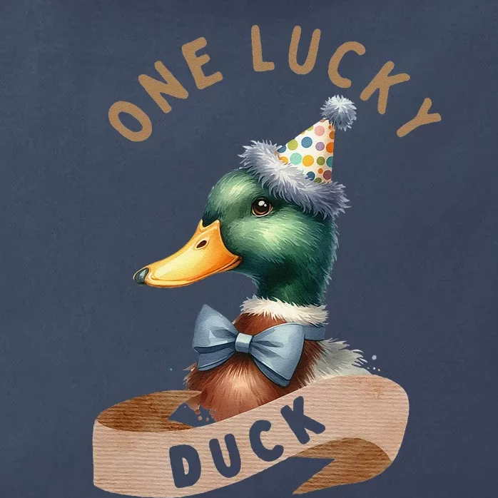 One Lucky Duck 1st Birthday 1 Years Old Poultry Mallard Duck Zip Tote Bag