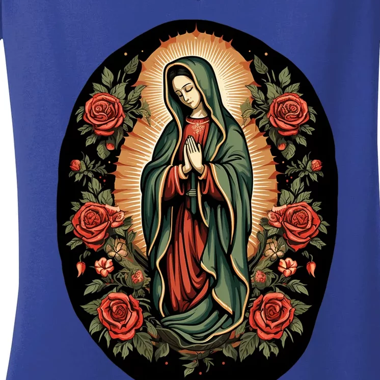 Our Lady De Guadalupe Sant Mary For Christians Catholics Women's V-Neck T-Shirt