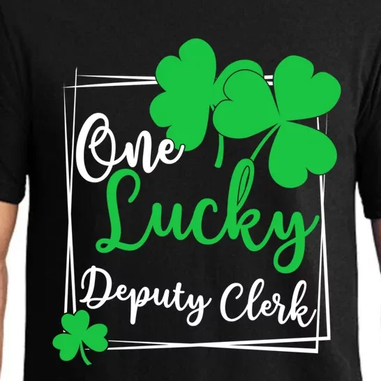 One Lucky Deputy Clerk St Patrick's Day Deputy Clerk Gift Funny Gift Pajama Set