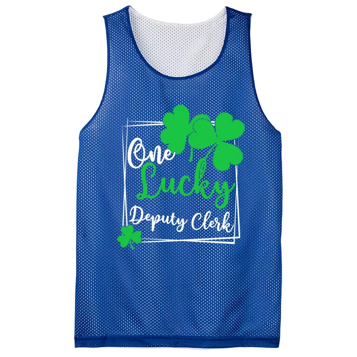 One Lucky Deputy Clerk St Patrick's Day Deputy Clerk Gift Funny Gift Mesh Reversible Basketball Jersey Tank