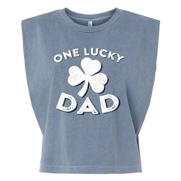 One Lucky Dad Irish Shamrock St Patrick Day Matching Outfit Garment-Dyed Women's Muscle Tee