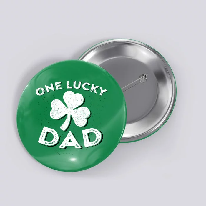 One Lucky Dad Irish Shamrock St Patrick Day Matching Outfit Button