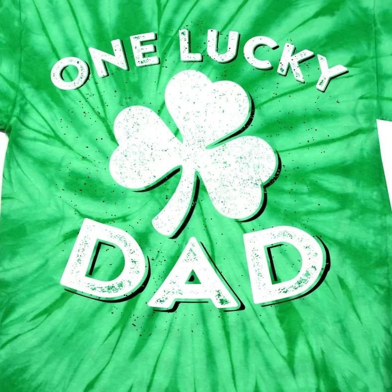 One Lucky Dad Irish Shamrock St Patrick Day Matching Outfit Tie-Dye T-Shirt