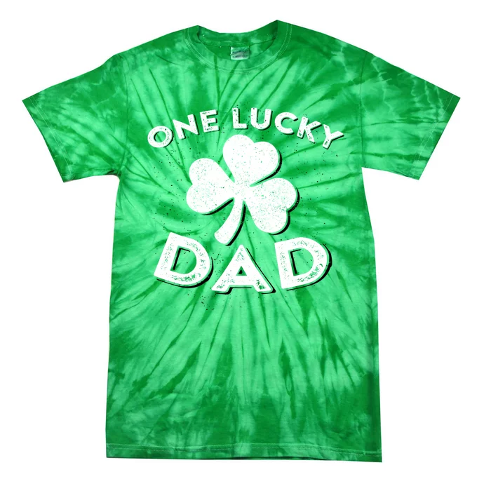 One Lucky Dad Irish Shamrock St Patrick Day Matching Outfit Tie-Dye T-Shirt