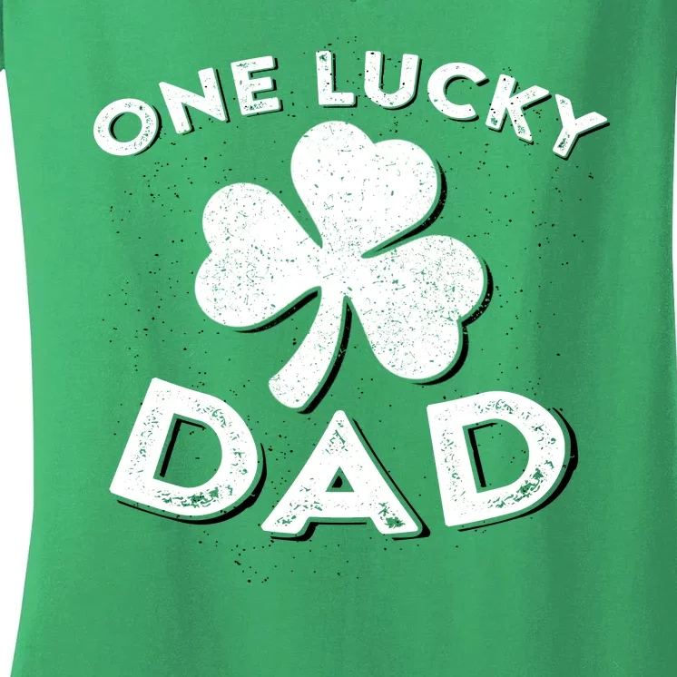 One Lucky Dad Irish Shamrock St Patrick Day Matching Outfit Women's V-Neck T-Shirt