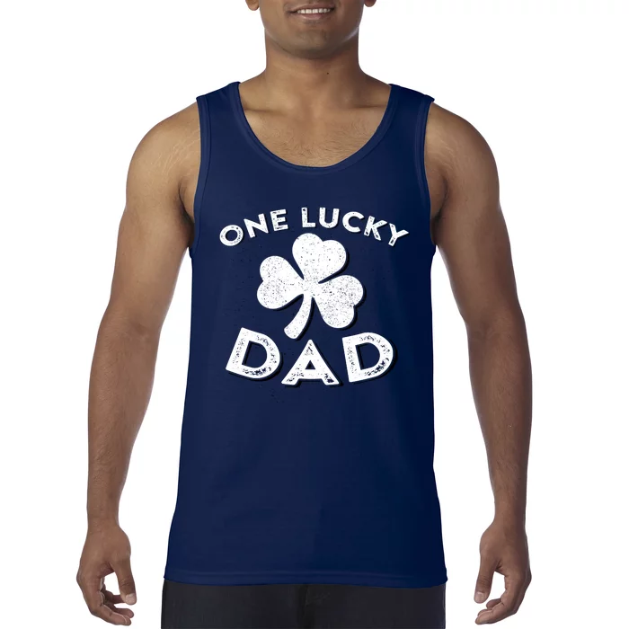 One Lucky Dad Irish Shamrock St Patrick Day Matching Outfit Tank Top